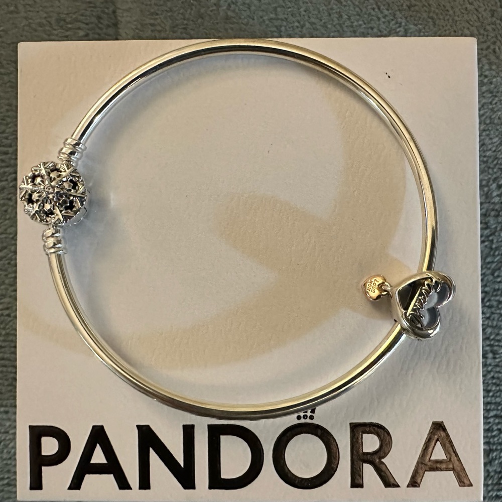 NWB - Pandora sterling silver bracelet w/family charm added! ON SALE NOW